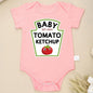 Funny Cute Baby Tomato Ketchup Bodysuit 100% Cotton Red