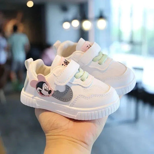 Magical Moments Disney white casual shoes for kids with anti-slip design.
