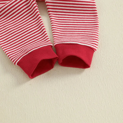 2025 Christmas Baby Boy Clothes Cotton 2Pcs Sets 0-3Y Newborn Baby Girls Reindeer Embroidery Striped Sweatshirt and Pants Outfit