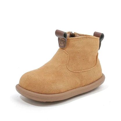 Unisex ankle boots with zipper, round toe, and durable suede material for stylish versatility.