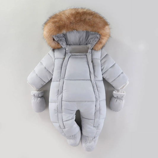 Baby Girls Winter Jumpsuits Plus Velvet Warm Newborn Babys Overalls Infant Girls Snowsuit Toddler Romper Outerwear Coats