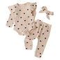 Charming 3Pcs Baby Girl Outfit Set Newborn Toddler Kids Clothing with lace ruffles, perfect for little girls by bibihou.