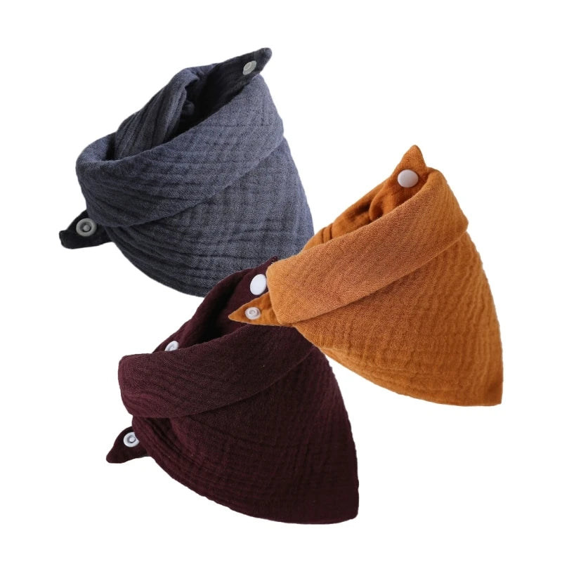 3Pcs/lot Baby Muslin Bibs  Soft Cotton Solid Color Bibs Saliva Towel Boys Girls Feeding Apron Bandana Drool Stuff Bibs
