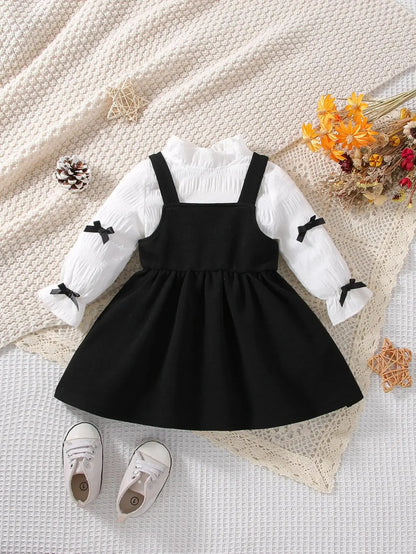 2-Piece Baby Girl Spring and Autumn Casual White Skirt Set