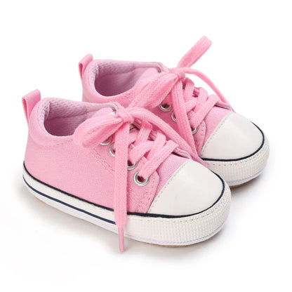 Meckior Baby Sneakers Non-slip Rubber Sole Soft Canvas Shoes