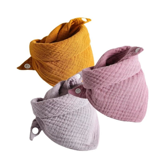 3Pcs/Lot Baby Muslin Bibs Soft Cotton Solid Color Bibs - BabyHaven