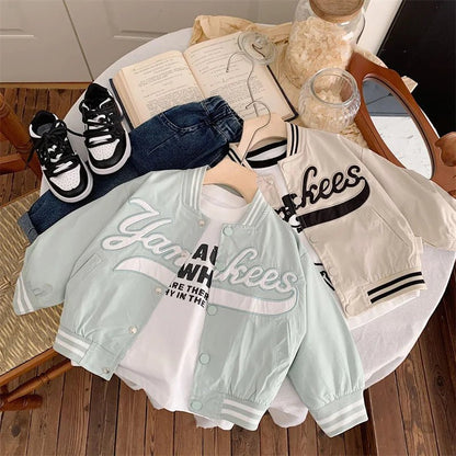 Children's Jackets 2025 Spring Boys Girls Baseball Coats New Kids Embroidered Letters Cardigan Autumn Fashion Outerwear Clothing - BabyHaven
