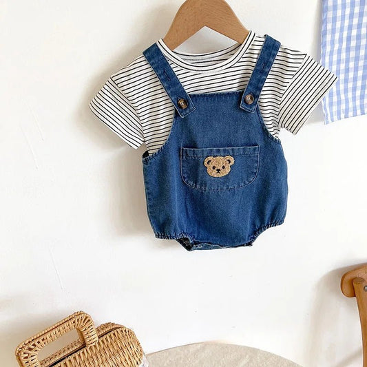 Summer Cool Toddler Baby Clothing Set Striped T-shirt - BabyHaven