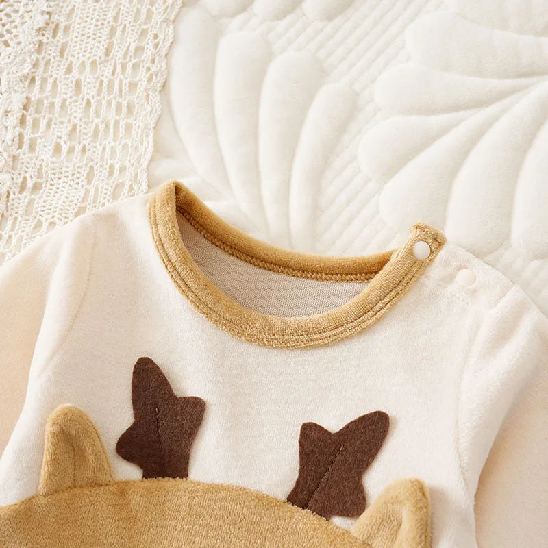 Christmas Reindeer Coppernose Onesie Baby Lovely Autumn and Winter Warmth Comfortable Romper Newborn Knitted Soft Outdoor Soft