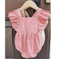 Adorable Linen Baby Clothes Ruffles Lace Sleeve Bodysuit