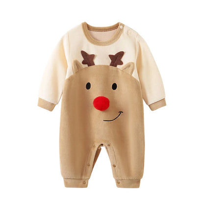 Baby Romper with Hat Newborn Xmas Costume Infant Christmas Outfit Boys Girls Santa Claus One-Piece Reindeer Jumpsuit 0-18 Months