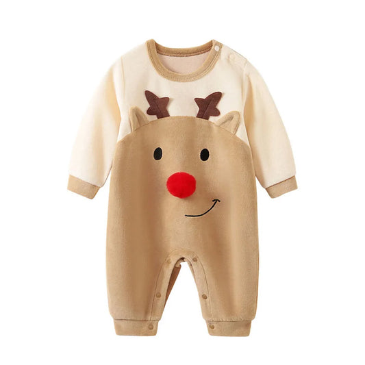Baby Romper with Hat Newborn Xmas Costume Infant Christmas Outfit Boys Girls Santa Claus One-Piece Reindeer Jumpsuit 0-18 Months