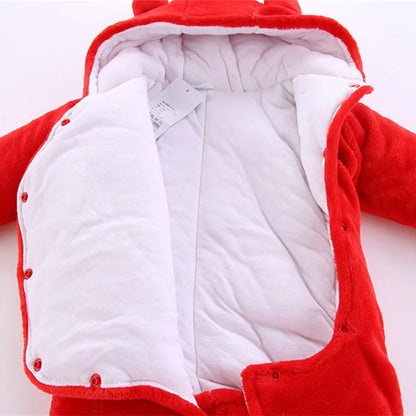 2025 Autumn Winter Baby Boy Rompers Hooded Thick Cotton Newborn Jumpsuit Infant Baby Girl Overalls Toddler New Born Coat