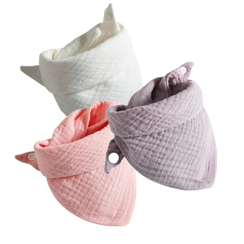 3Pcs/lot Baby Muslin Bibs  Soft Cotton Solid Color Bibs Saliva Towel Boys Girls Feeding Apron Bandana Drool Stuff Bibs