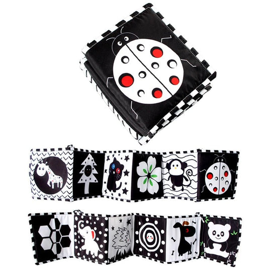 Sensory Cloth Book Baby Toys 0 12 Months Black White Montessori - BabyHaven