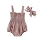 Infant Baby Girl Casual Sleeveless Romper Bodysuit with Headband Summer Outfit - BabyHaven