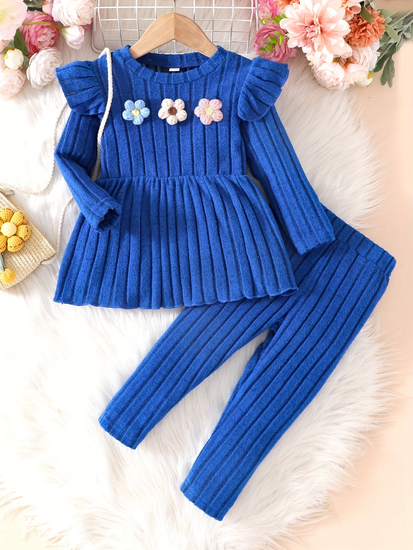 Adorable Rib-Knit Outfit for Girls Stylish Two-Piece Set