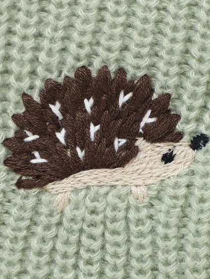 Infant And Toddler Knitted Hedgehog Pattern Body Suit Cozy