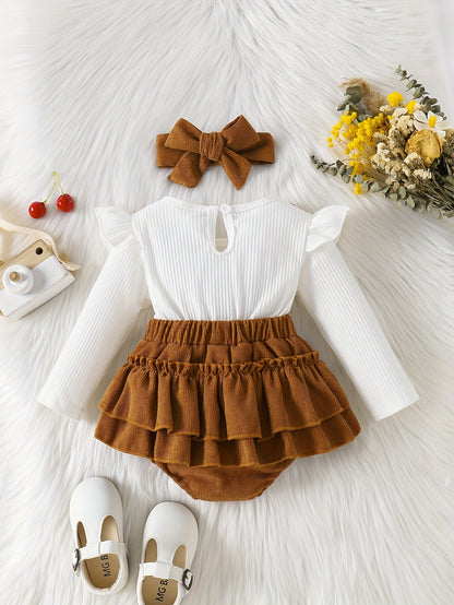 Classic Cuteness Adorable Outfit With White And Brown Dress