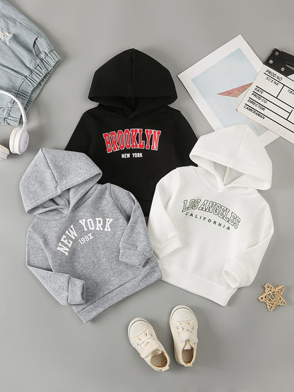 Set of 3 Hooded Sweatshirts with New York Brooklyn Los Angeles Prints - BabyHaven