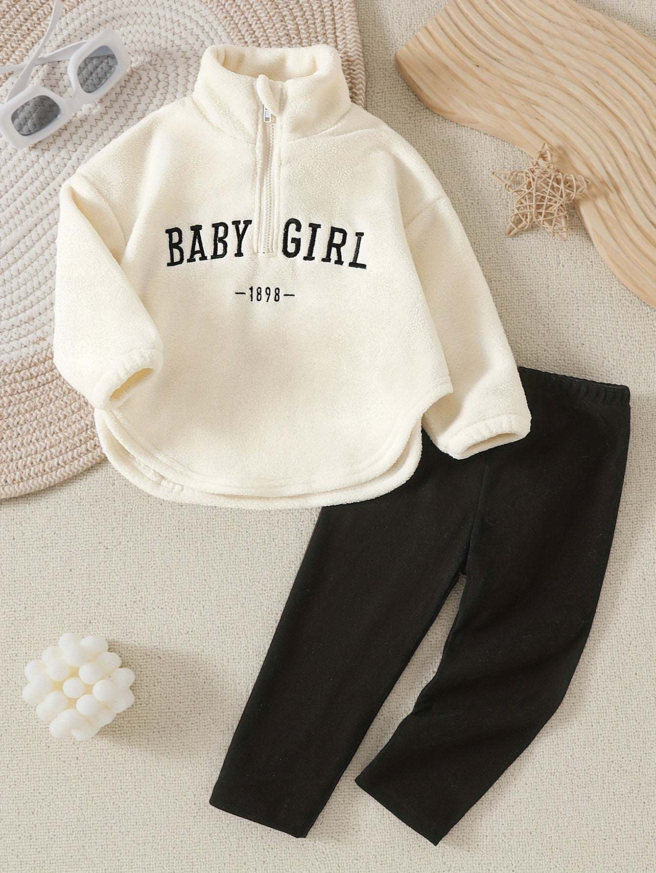 Baby girl vibes adorable outfit set with cozy top and pants for stylish toddlers.