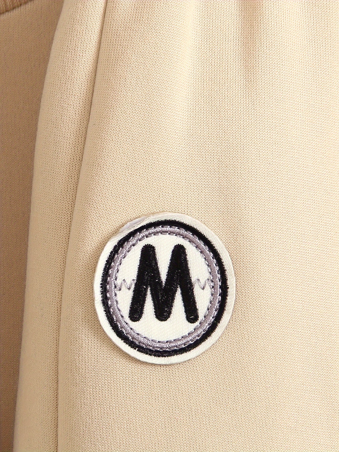 Men's Toddler Autumn and Winter Casual 3 Piece Set Beige Zip Up Hoodie Vest Long Sleeve Sweatpants with M Logo Polyester Blend Knit Fabric Stylish Toddler Outfit