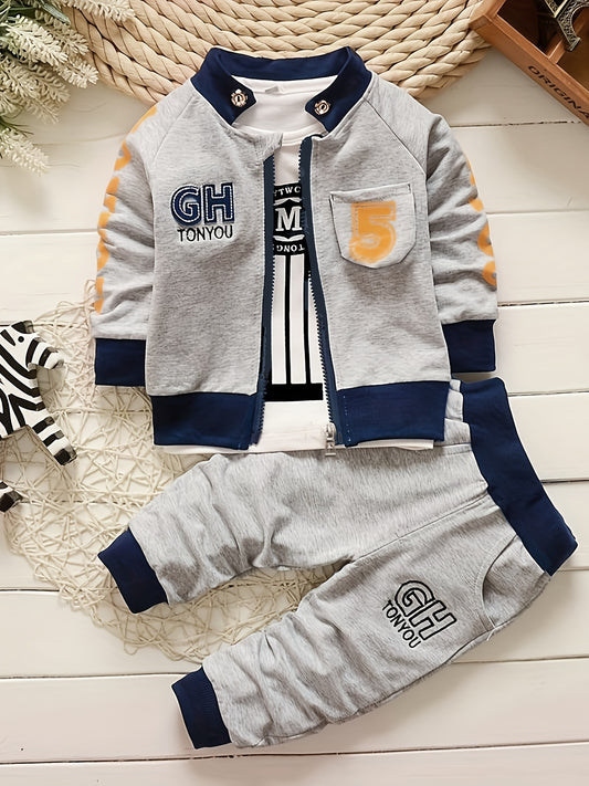 Geometric Patterned 2-Piece Summer Set For Boys Stylish Outfit