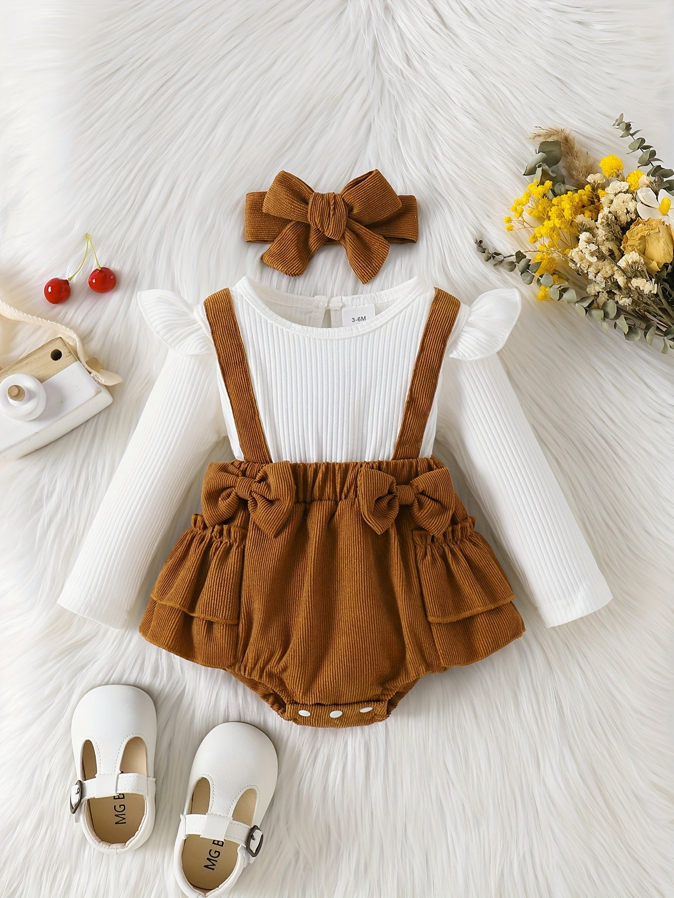 Classic Cuteness Adorable Outfit With White And Brown Dress