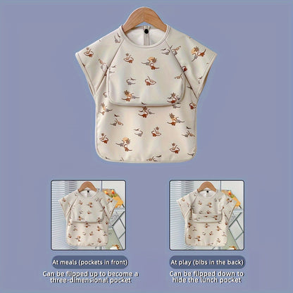 Easy Clean Long-Sleeved PU Feeding Bib for Mess-Free Meals