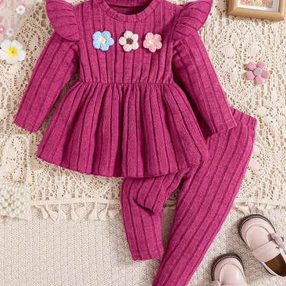 Adorable Rib-Knit Outfit for Girls Stylish Two-Piece Set