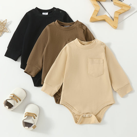 Cozy Comfort: 3-Pack Long-Sleeve Rompers for Relaxation