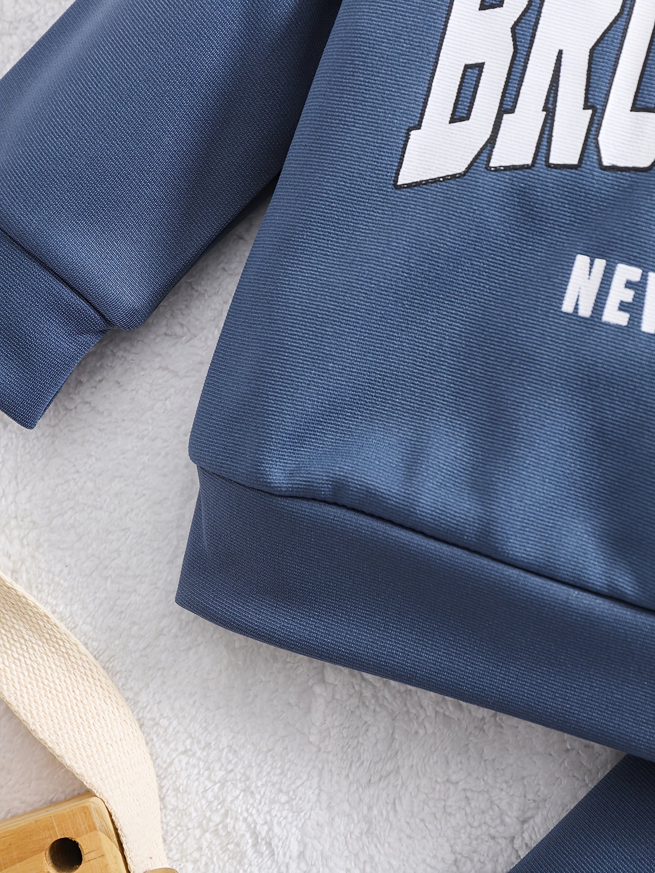 0-3 Years Old Two-piece European and American Fashion Boy's Baby Blue Letter Print Hoodie Suit