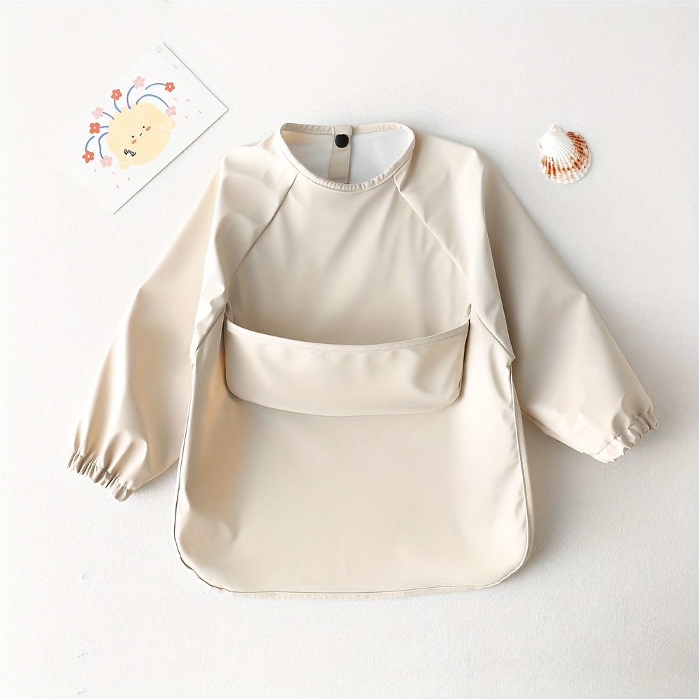 Easy Clean Long-Sleeved PU Feeding Bib for Mess-Free Meals