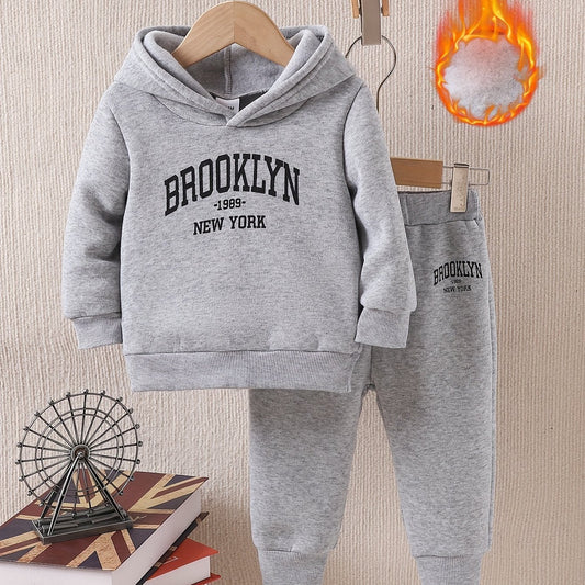 Stylish 2 - Piece Jogging Set With Brooklyn Print For Boys - BabyHaven