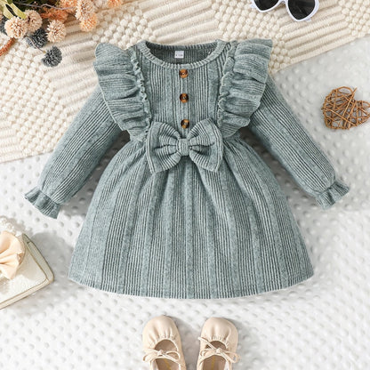 Cute Casual Knit Dress for Girls with Flared Hem Style