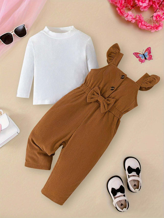 Earthy Charm: Brown Overall with Classic White Shirt for a Chic Look