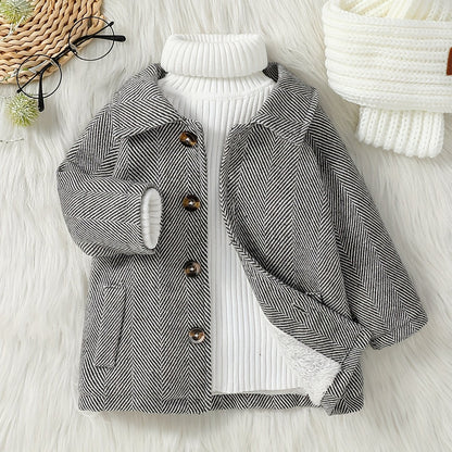 Stylish Jacket With Striped Wool Design For Kids Winter Coat